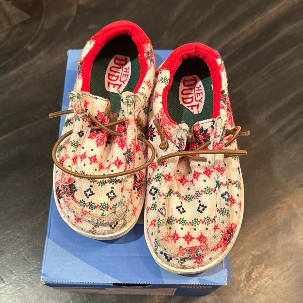 Hey Dude Kids' Red and Cream Shoes